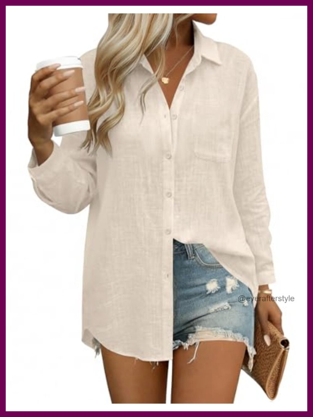 Womens Linen Cotton Button Down Shirt Oversized Long Sleeve Loose Fit Blouse